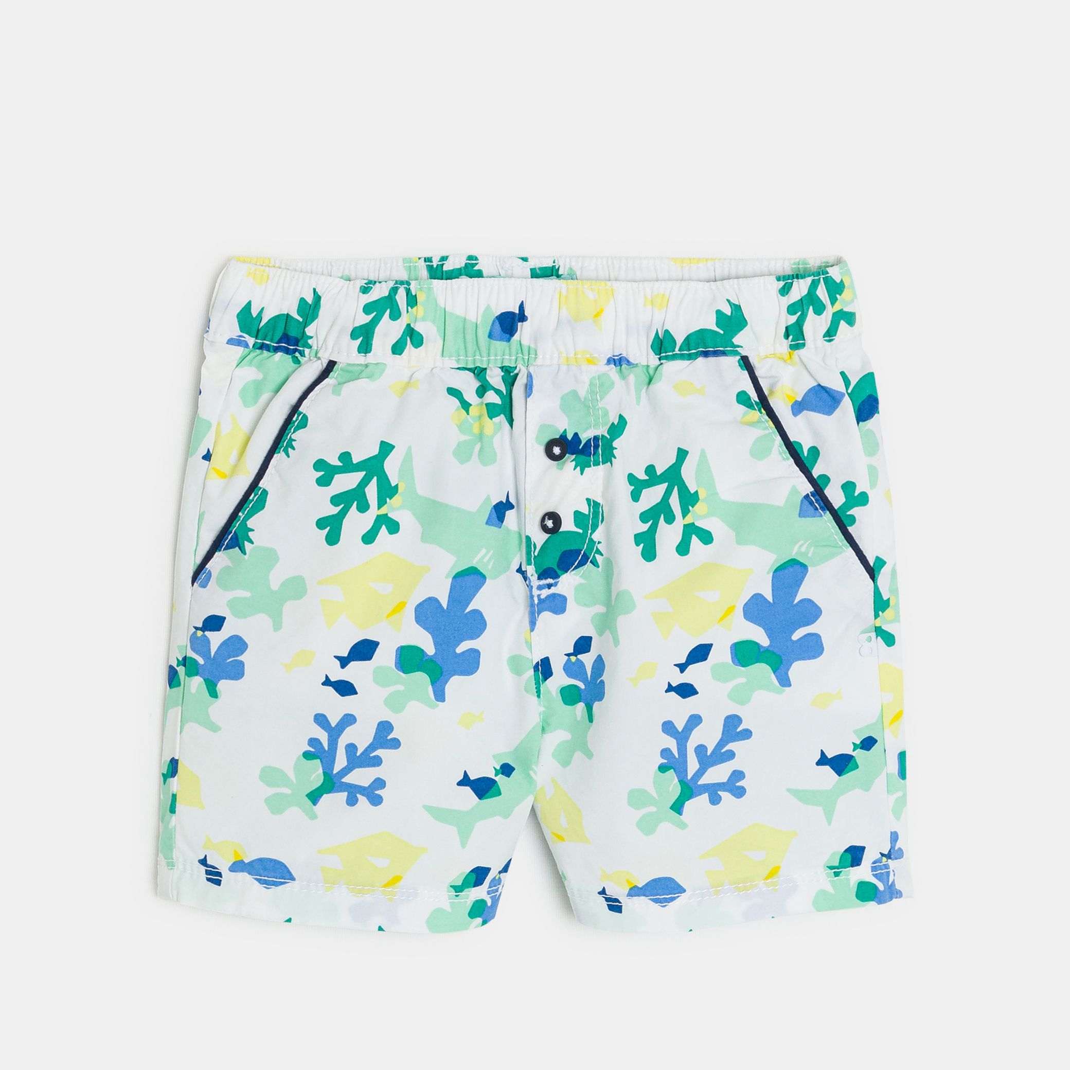 Quần short vải cotton twill in họa tiết